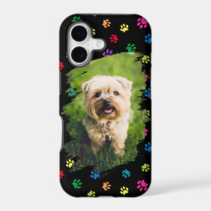 Pet Lovers Custom Photo Colorful Paw Prints iPhone 17 Case