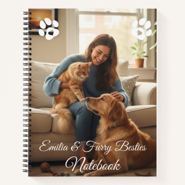 Pet Lover's Custom Photo & Name Notebook (Front)