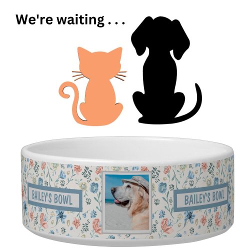 Pet Lovers Floral Photo Name    Bowl