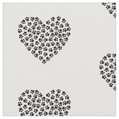 Pet Lovers Heart Paw Prints Pattern Fabric