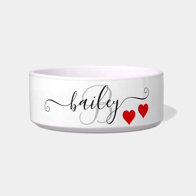 Pet Lovers My Heart Monogram Name  Bowl (Front)