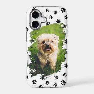 Pet Lovers Personalized Photo Black Paw Prints iPhone 17 Case