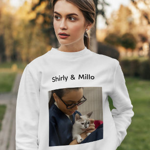 Pet Lovor Cat Mom Cute Modern Personalized Photo  Sweatshirt