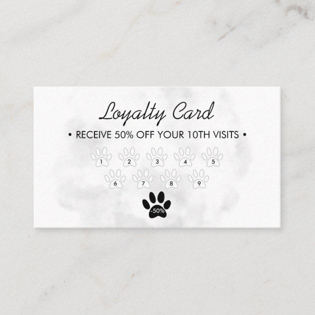 pet loyalty paw Watercolor dogs simple groomer Business Card
