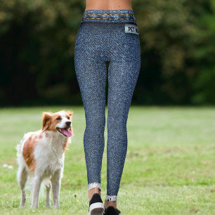 Pet Maam Cat Lover Modern Faux Denim Blue Jeans Leggings