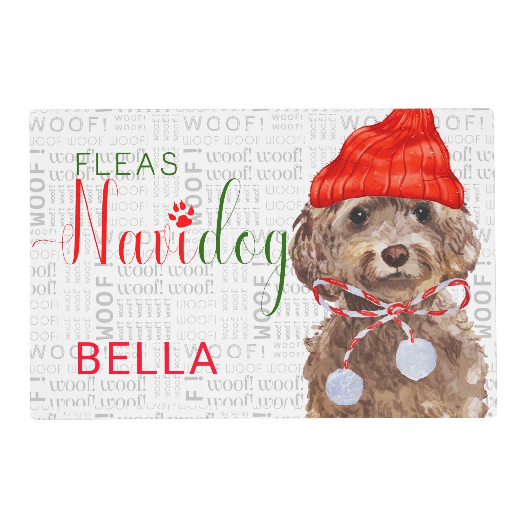 Pet Mat Christmas Brown Cockapoo Dog | Zazzle