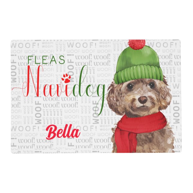 Pet Mat Christmas Brown Cockapoo Dog (Front)