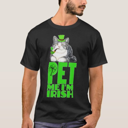 Pet Me Im Irish St Patricks Day Funny Cat T Shir T_Shirt