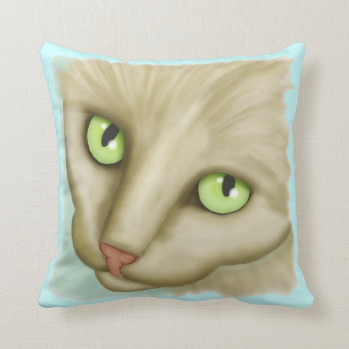 Pet Me? Tan Tabby Cat Face Pillow