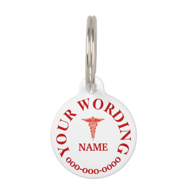 Pet medical condition allergy warning DIY ID Tag (Front)