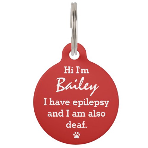 Pet Medical Details  Lost and Found Red Pet ID Tag
