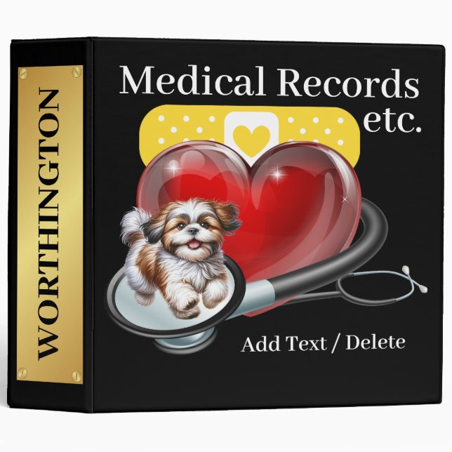 Pet Medical Records Binder - See Back (Front/Spine)