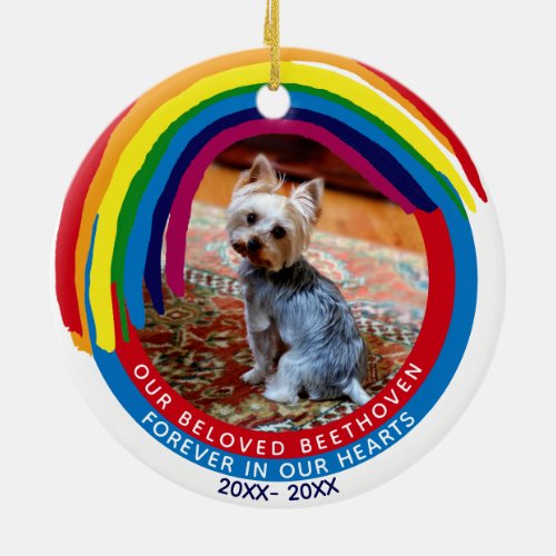 Pet Memorial 2_Sided 2_Photo Rainbow Bridge Ceramic Ornament