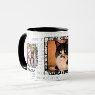 Pet Memorial 3-Photo Loss of a Cat Meow Word Art Mug