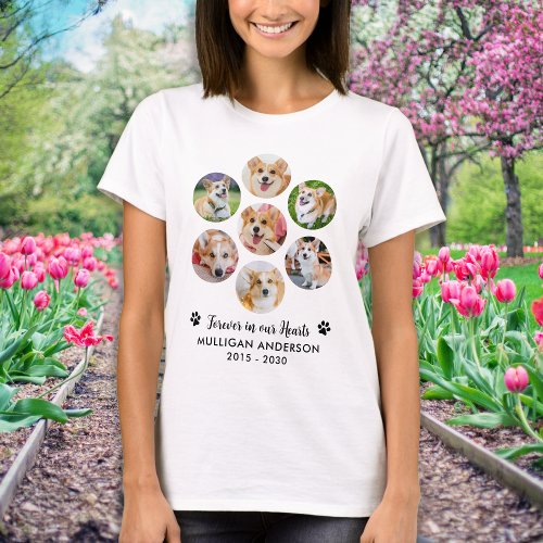 Pet Memorial 7 Photo Collage Forever In Our Hearts T_Shirt