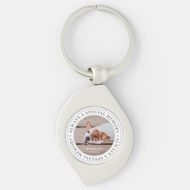 Pet Memorial Always a Special Memory Modern Photo Keychain (Front)