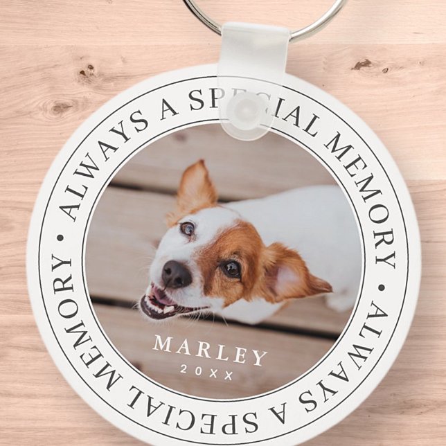 Pet Memorial Always a Special Memory Modern Photo Keychain (Creator Uploaded)
