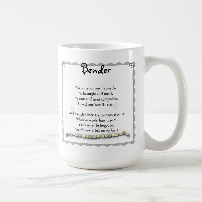 Pet memorial and pet loss mug Paw prints on heart (Right)