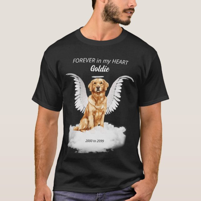 Pet Memorial Angel Dog Golden Retriever T-Shirt (Front)