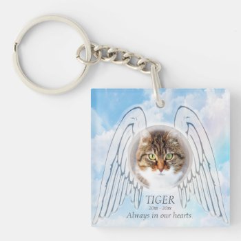 Pet Memorial Angel Wings Keychain by MemorialGiftShop at Zazzle