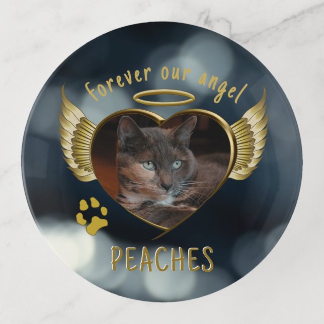 Pet Memorial Angel Wings Trinket Tray (Front)