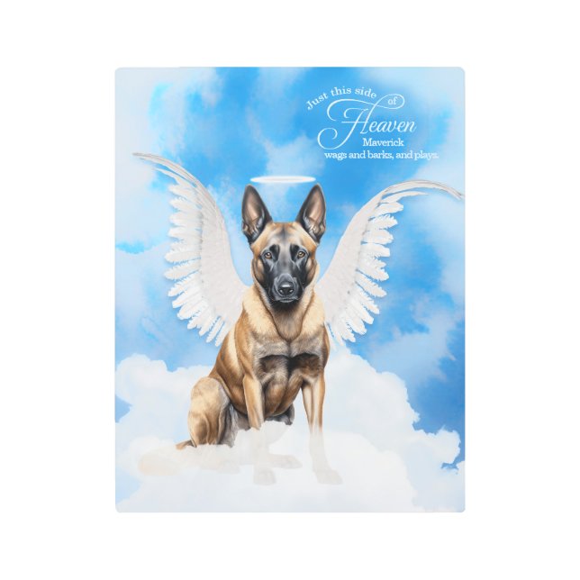 Pet Memorial Belgian Malinois with Dog's Name Metal Print (Front)