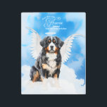 Pet Memorial Bernese Mountain Dog with Dog's Name Metal Print<br><div class="desc">Metal art is trendy and looks wonderful. This pet memorial offers you a way to memorialize and pay tribute to your beloved Bernese Mountain Dog by adding his or her name to the front of this angel dog in heaven.</div>