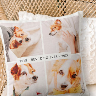 Pet Memorial Best Dog Ever Modern Photo Collage Throw Pillow