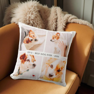 Pet Memorial Best Dog Ever Modern Photo Collage Throw Pillow