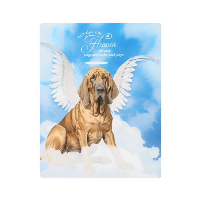 Pet Memorial Bloodhound Dog with Dog's Name Metal Print (Front)