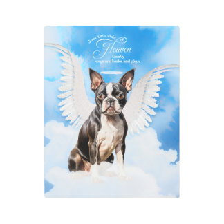 Pet Memorial Boston Terrier Dog with Dog's Name Metal Print
