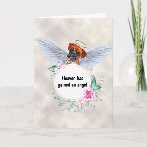 Pet memorial Boxer dog angel wings poem Card