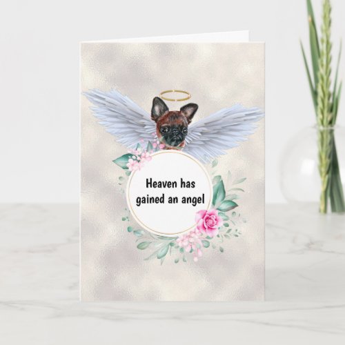 Pet memorial Brussels Griffon dog angel wings poem Card