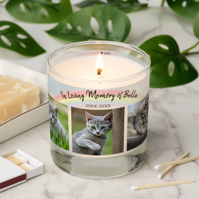 Pet Memorial Candle – In Loving Memory-Rainbow  (Lit)