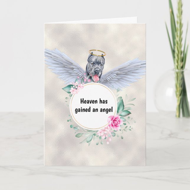 Pet memorial Cane corso dog angel wings poem Card (Front)
