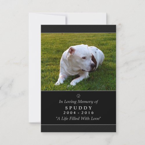 Pet Memorial Card 35x5 Black Modern Photo