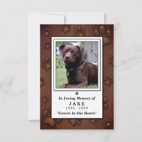 Pet Memorial Card 35x5 _ Chocolate Brown Photo