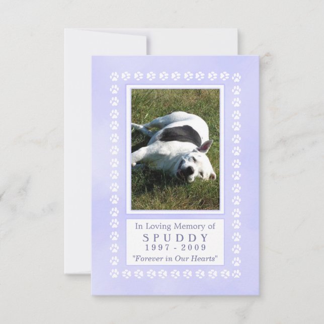Pet Memorial Card 3.5"x5" - Heavenly Blue Pawprint (Front)