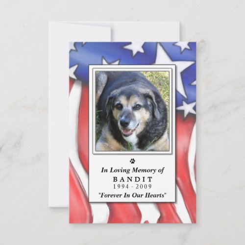 Pet Memorial Card 35x5 _ USA Flag