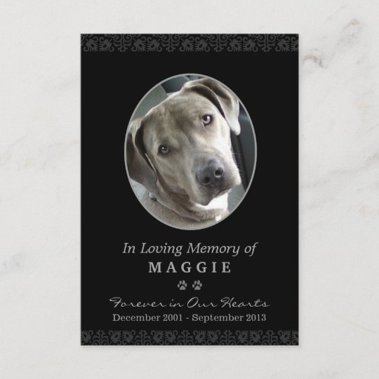 Pet Memorial Card 3.5" x 5" Black Oval Photo Frame