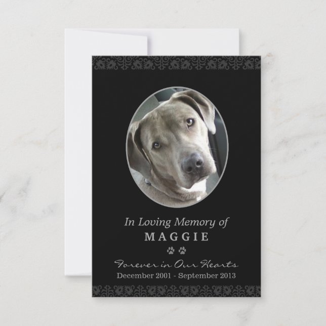 Pet Memorial Card 3.5" x 5" Black Oval Photo Frame (Front)
