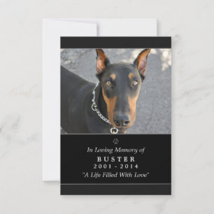 Pet Memorial Card 3.5 x 5 Black Prayer for Pets