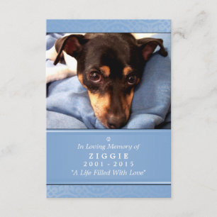 Pet Memorial Card 3.5 x 5 Blue - Contented Poem