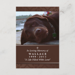 Pet Memorial Card 3.5" x 5" - Dark Brown Photo
