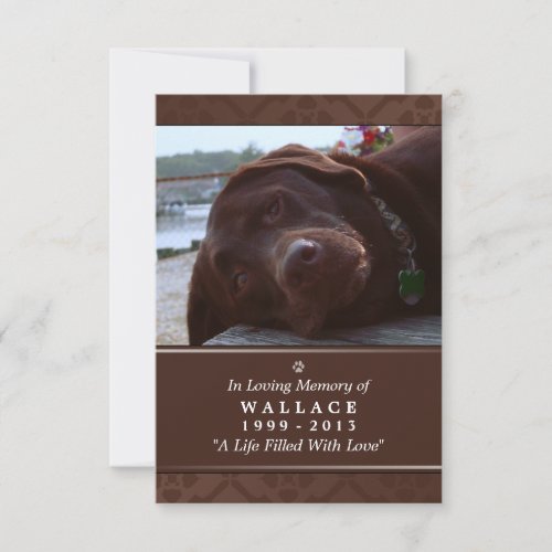 Pet Memorial Card 35 x 5 _ Dark Brown Photo