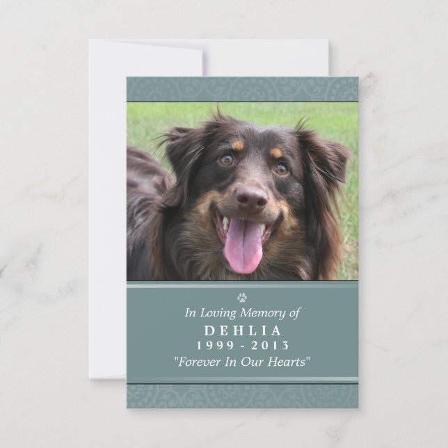 Pet Memorial Card 3.5x5 Teal Prayer for Pets (Front)