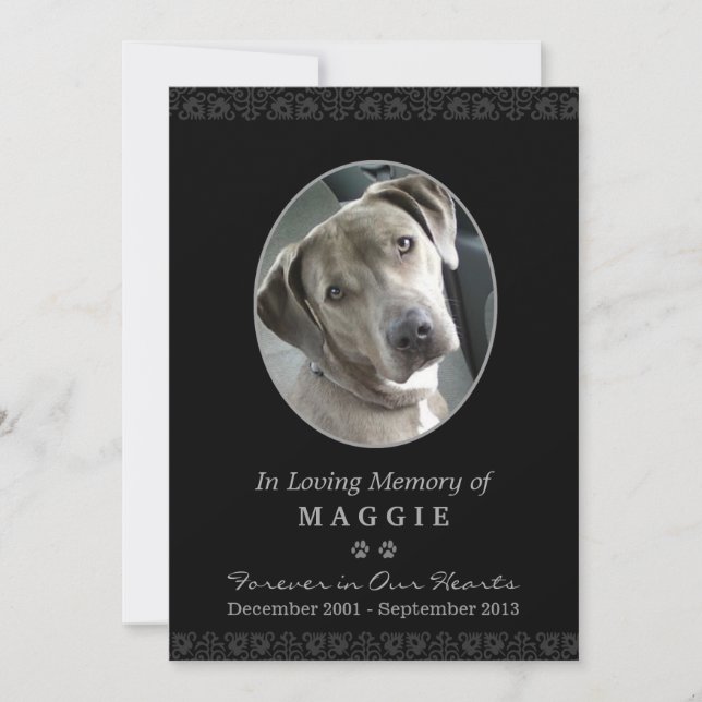 Pet Memorial Card 5"x7" Black Oval Photo Frame (Front)