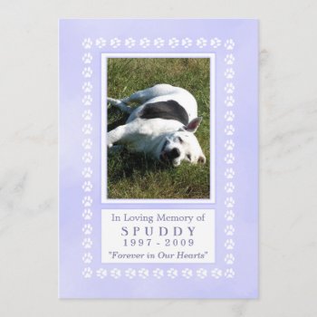 Pet Memorial Card 5"x7" - Heavenly Blue Pawprint by juliea2010 at Zazzle