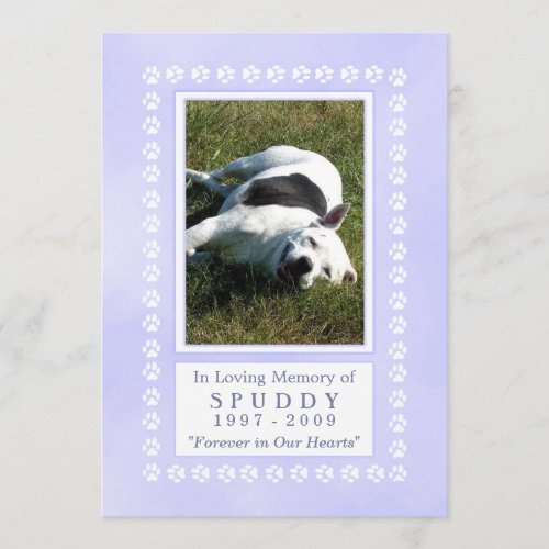 Pet Memorial Card 5x7 _ Heavenly Blue Pawprint