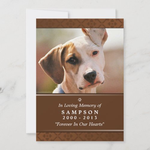 Pet Memorial Card 5x7 Medium Brown Photo